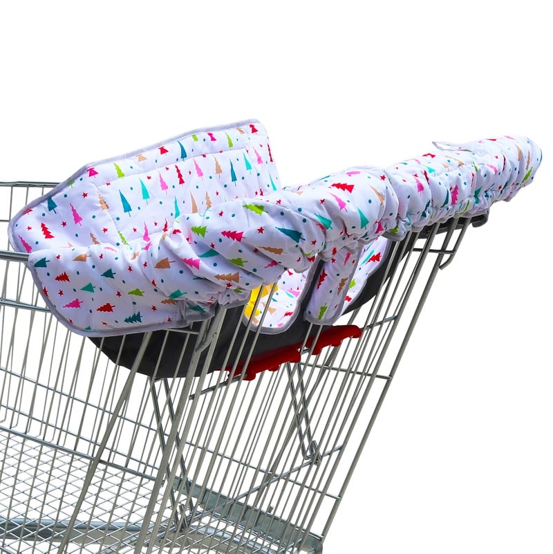 Gowraps 2-in-1 Shopping Cart and High Chair Cover-Grocery Cart Cover for Babies Toddlers Infants Resturant Highchair Cover-Padded Folds to Portable Pouch for Baby Boy Girl (Multicolor Tree) - Image 2